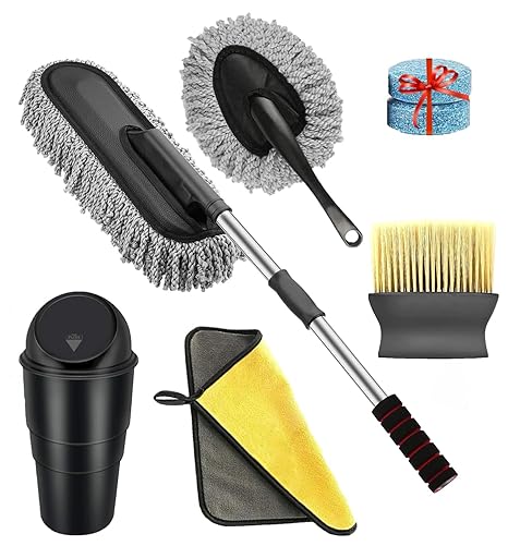 6 Pcs Microfiber Car Duster Accessories Kit with Scratch & Lint Free Duster